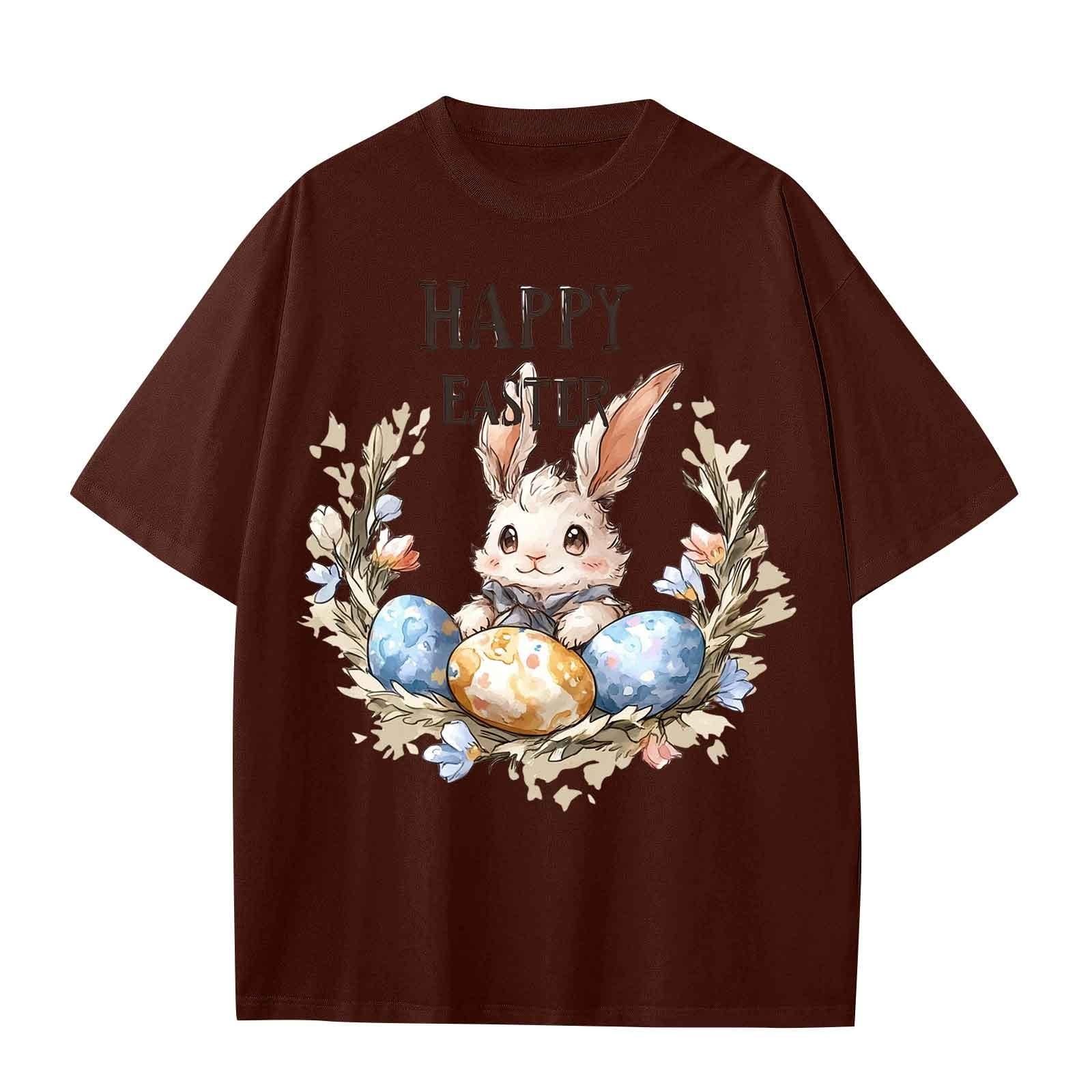 

Повседневная свободная футболка с принтом «Пасха» для мальчиков и девочек, круглый вырез, короткий рукав, свитер 160 винный