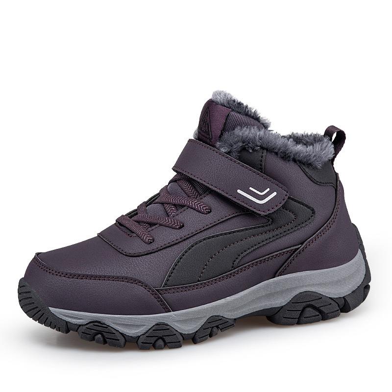 

Зимние большого размера новые для среднего и пожилого возраста бархатные теплые высокие хлопковые ботинки обувь для пожилых кожаная обувь для ходьбы мужская 41 фиолетовый