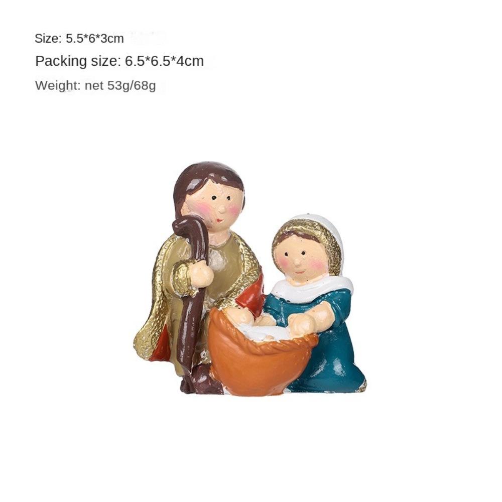 Thanksgiving Christmas Nativity Scene Figurine Virgin Mary Jesus with Manger Home Decor Resin Creative Table Decoration Office