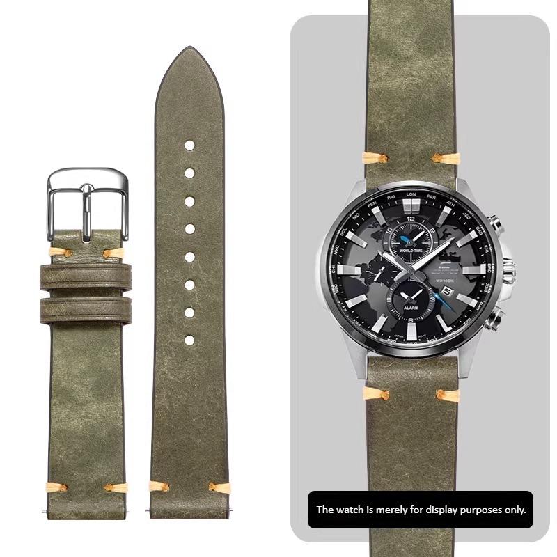 22mm 23mm high-quality genuine leather watch strap For Casio EDIFICE EFR-552D/539/303 EFV-650D MDV-107D Men's Cowhide watchband