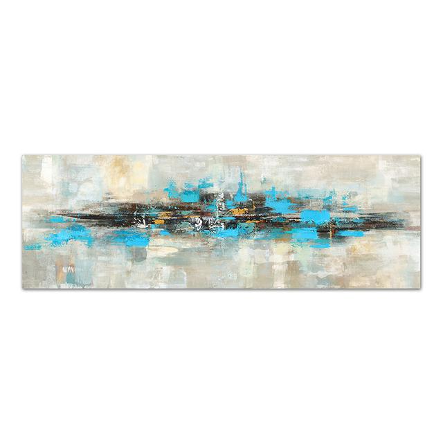 Modern Abstract Oil Painting Print On Canvas Posters Gold and Blue Original Wall Art Painting Picture for Living Room Home Decor