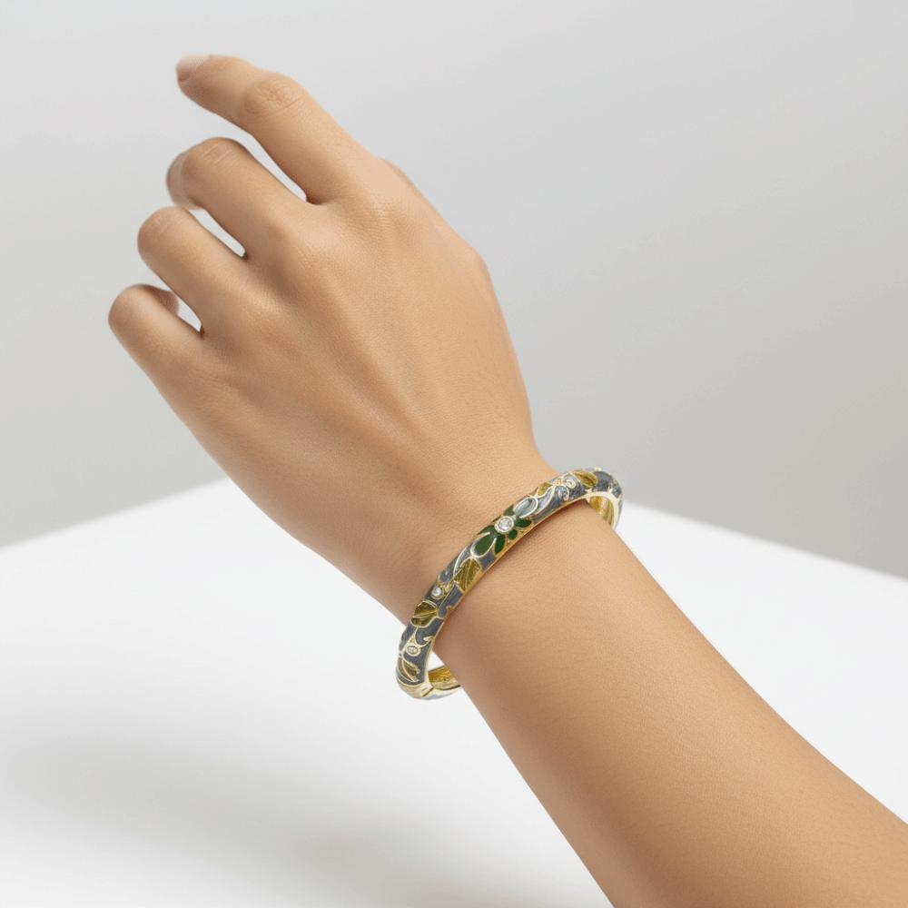 Enamel Vintage Cloisonne Bangle Traditional Women's Hand Bracelet Chinese Flower Bangle  Ladies