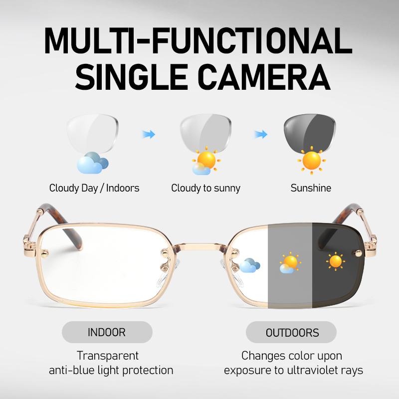 Vintage Photochromic Square Y2K Sunglasses Rectangle Retro Metal Frame Sun Glasses Fashion Women Luxury Eyewear Men UV400