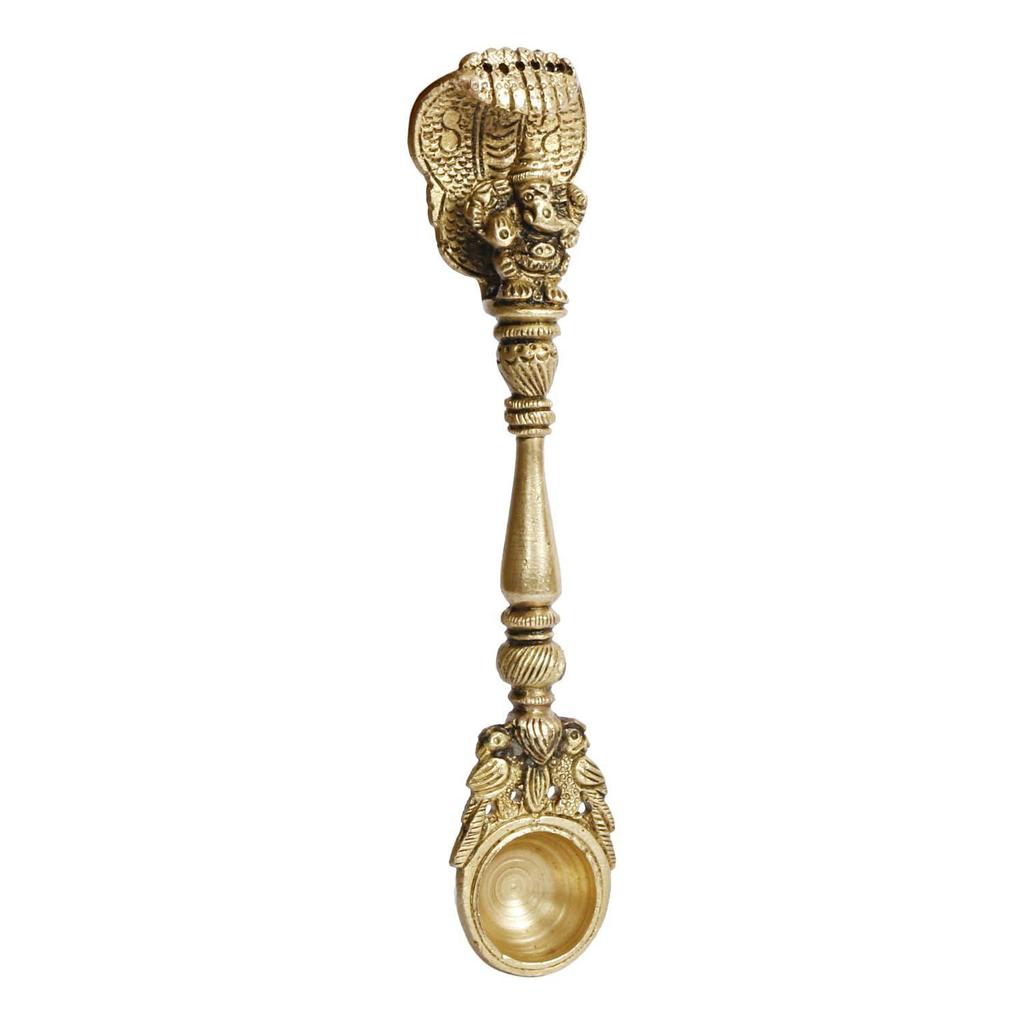 Artvarko Brass Ganesha Havan Spoon Idol Sheshnaag Ganesh Achmani Spoon