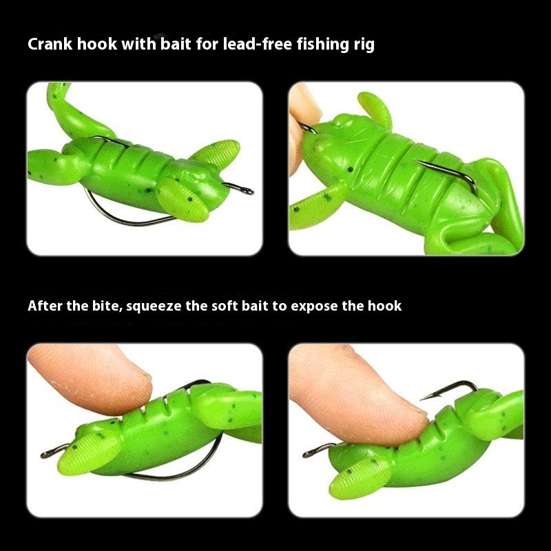 5Pcs/Set Lure Bait 10G/Piece Water Surface Kick Frog Fake Bait High Simulation Tpe Frog Soft Bait Frog-Like Stance Lure