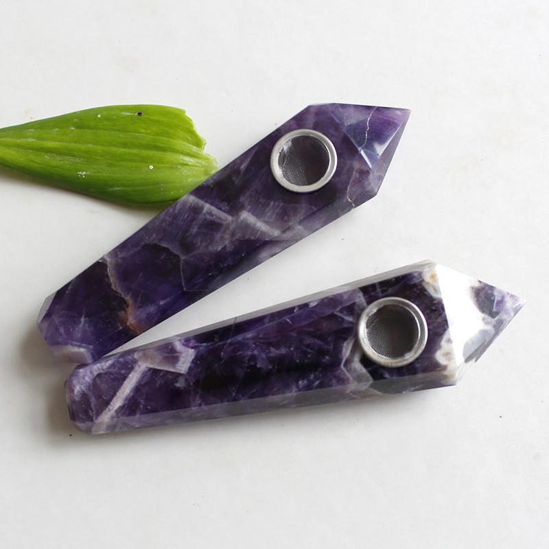 Natural Dreamy Amethyst Smoking Pipes Elegant Quartz Crystal Point Obelisk Wand