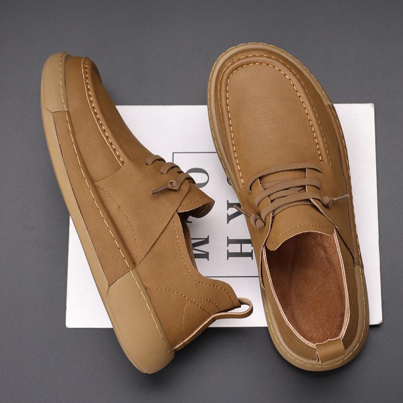 

Fashion Comfortable Walking Sneakers for Men Breathable Outdoor Slip-On Flats Men s Vulcanize Shoes Men s Leather Lace-Up Casual Shoes 44 жёлтый
