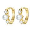 Gold-plated Silver Earrings with PEARLS and Crystals, 925 Silver