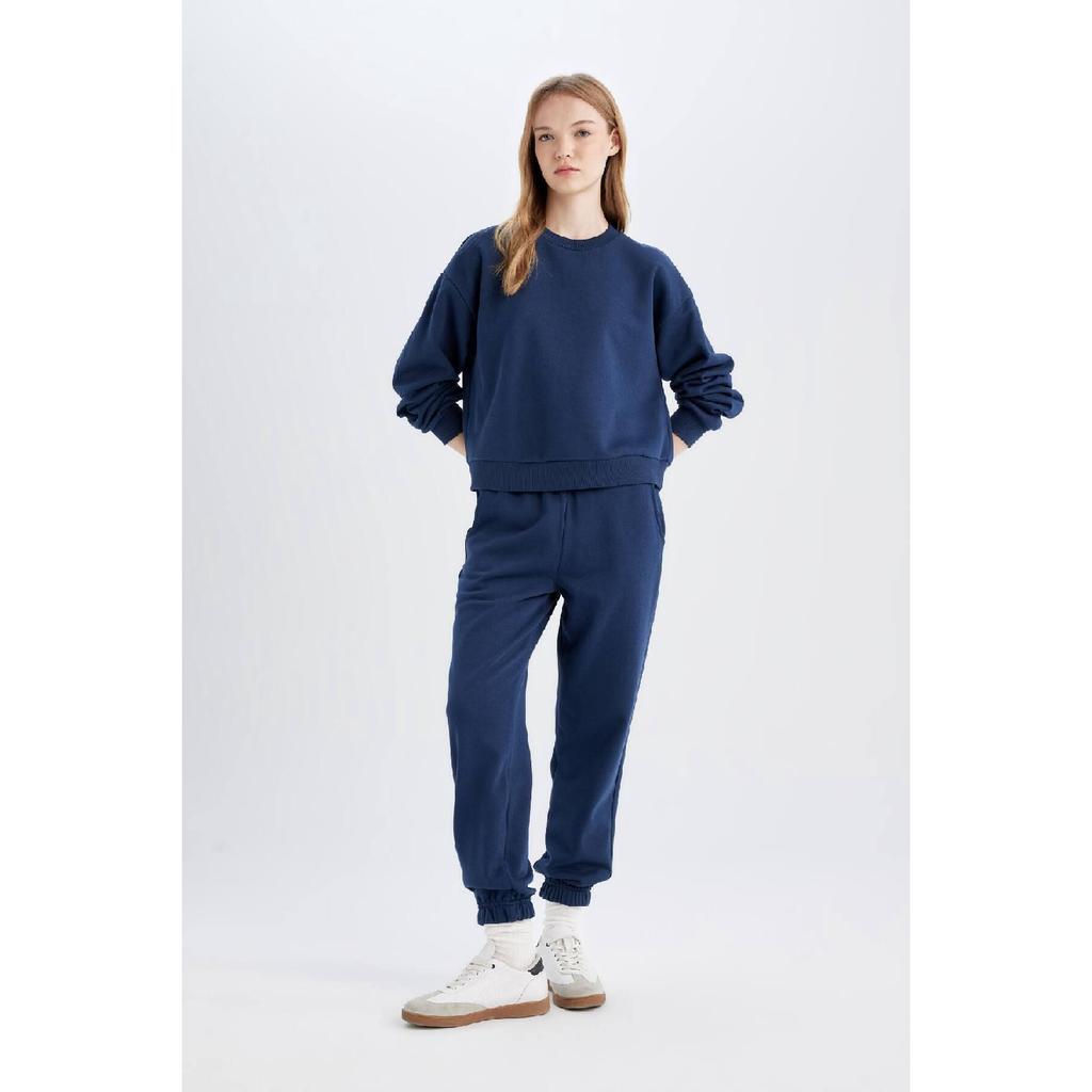 Normální střih Basic Silný fleece Uvnitř Crew Výstřih Pružný pas Bavlna Tepláková souprava D8022axns