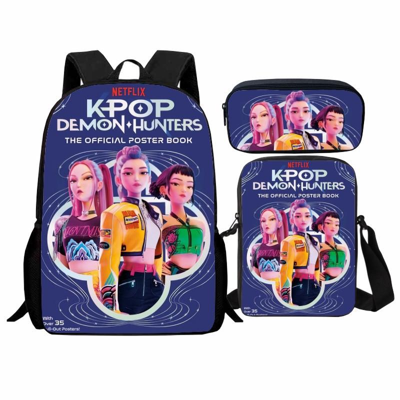 Set da Scuola a Tre Pezzi Huntrix Kpop Witch Hunters K-Pop Studente, Zaino Borsa Astuccio