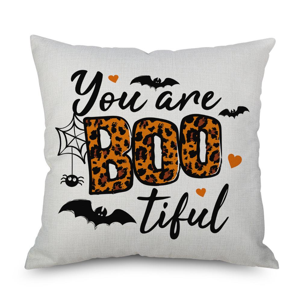 Halloween Linen Pillowcase Pumpkin Plaid Pillow Case for Bedroom Room Aesthetics Pillow Cover Luxury Designer Cushion Cover