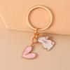 Cute Enamel Bunny Rabbit Keychain Love Heart Key Ring Pendants for Women Girls Handbag Decor DIY Jewelry Accessories