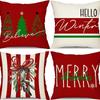 Christmas Pillowcase Nordic Striped Santa Letter Printed Cushion Cover Home Car Sofa Waist Pillowcase