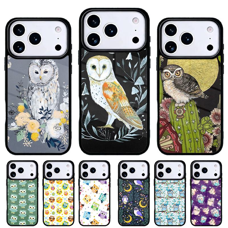 Cute Owl Cartoon Soft Phone Case for iPhone 17 16 15 14 13 Pro Max Back Cover for 12 11 Pro Coque