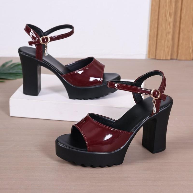 Fashion Shoes Cswo01 Women's High Heel Sandals Summer Korean Style Thick Heel Waterproof Platform Buckle Strap Fish Mouth Platform Shoes Cm
