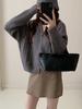 apricot lapel double zipper knitted cardigan women's spring and autumn design sense niche temperament high-end sweater jacket top