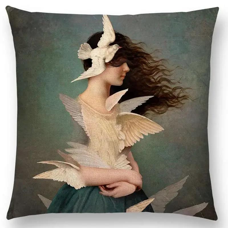 Neu Elegante Dame Liebliches Mädchen Shakespeare Stücke Fantasy Malerei Herz Frei Wunsch Meer Kissenbezug Sofa Wurfkissenbezug
