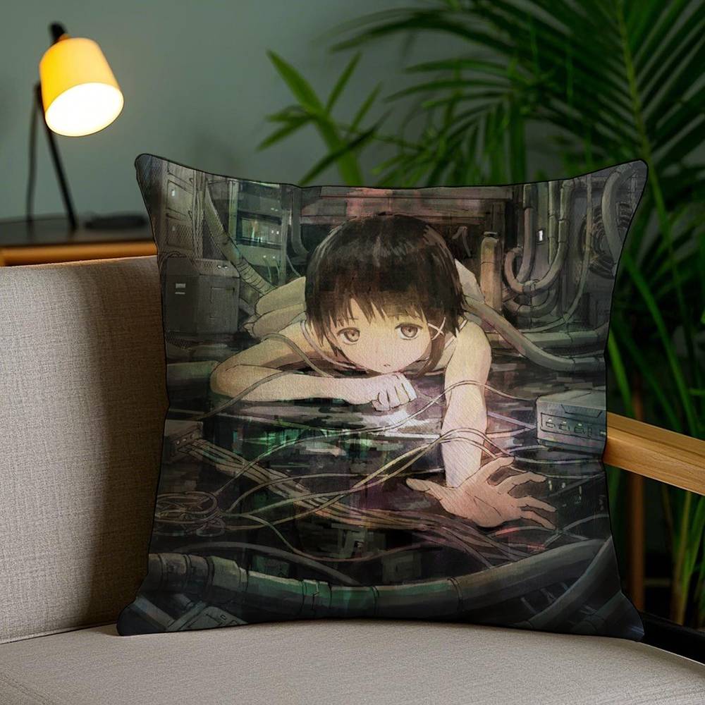 S-Serial Experiments L-Lain Pillow Case Home Dorm Chair Back Short Plush Double-sided Printing Office Nap Time Cushion Cover
