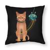Katze und Roboter Kunst Kissenbezug, Sci-Fi Abenteuer Design Kissenhülle für Wohnzimmer Schlafzimmer Heimdekor Geschenk Kissenbezug