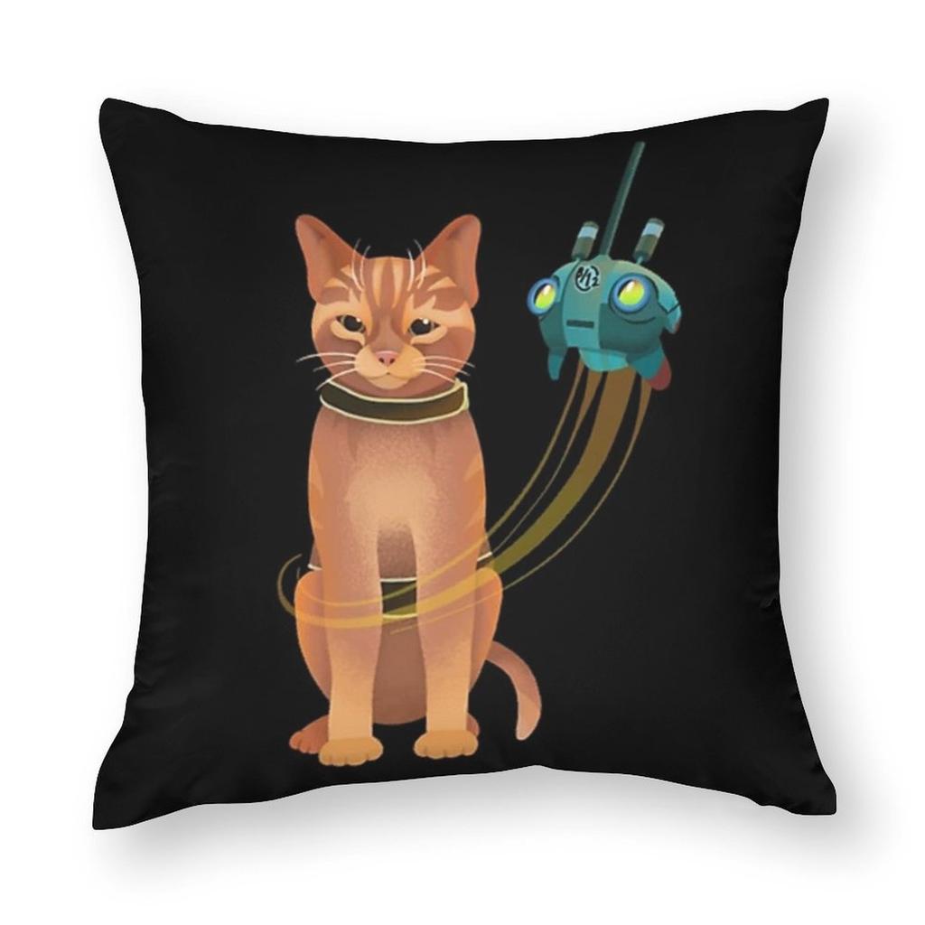 Katze und Roboter Kunst Kissenbezug, Sci-Fi Abenteuer Design Kissenhülle für Wohnzimmer Schlafzimmer Heimdekor Geschenk Kissenbezug