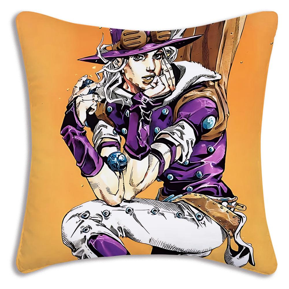 Cute JoJos Bizarre A-Adventure Pillow Covers Cartoon Sofa Decorative Home Double-sided Printing Short Plush Cute Cushion Cover