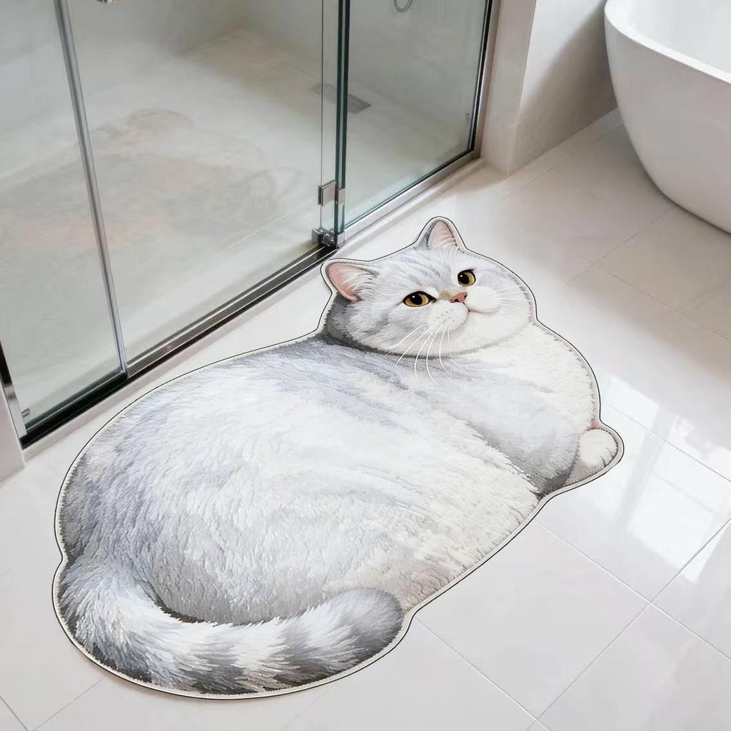 3D Süße Katze Form Diatomeenerde Badematte Super Saugfähig Rutschfest Schnell Trocknend Badezimmer Fußmatte für Katzenliebhaber Heimdeko Geschenk