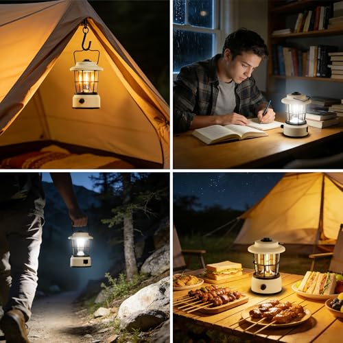 Lepro Lantern, USB Rechargeable, Retro LED Lantern, Stylish Camping Lantern with Antique Style, Perfect for Solo Camping [High Brightness, Switchable