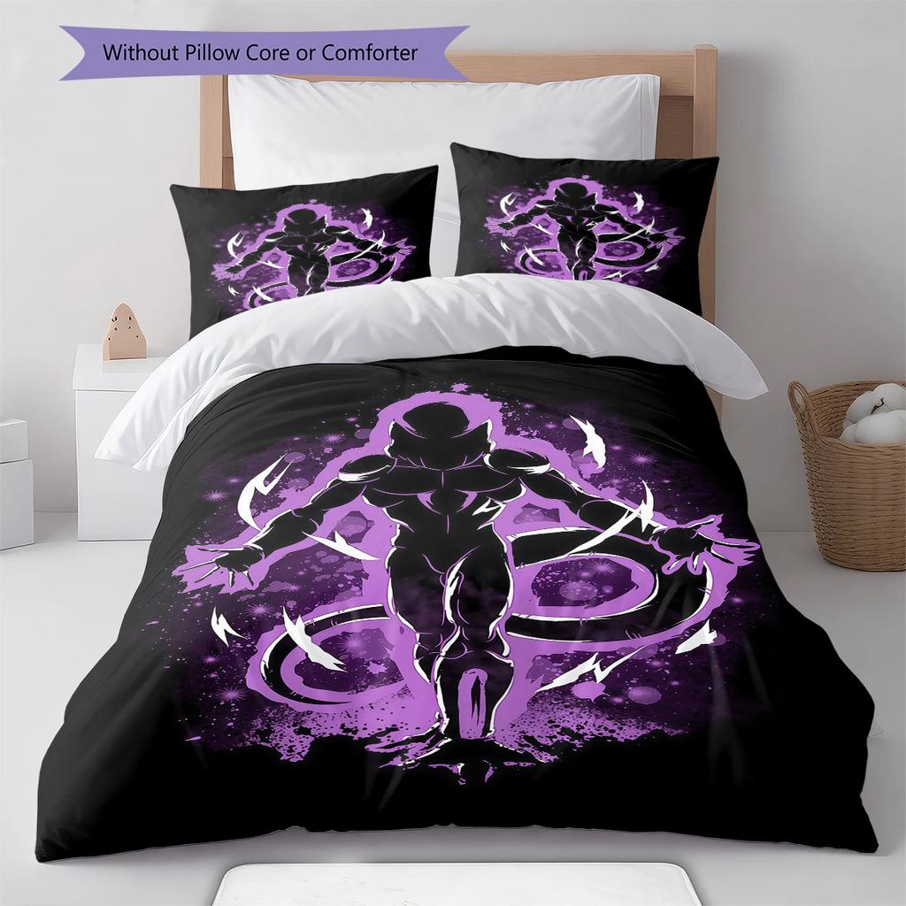 Frieza Pattern Bedding,Quilt Set Quilt Cover Pillowcase Home Birthday Gift (1 * Duvet Cover + 2 * Pillowcase, Without Core)