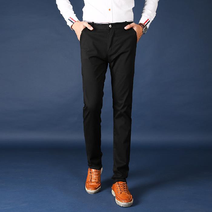 Men's Solid Color Casual Business Pants - Autumn/Winter Korean Style