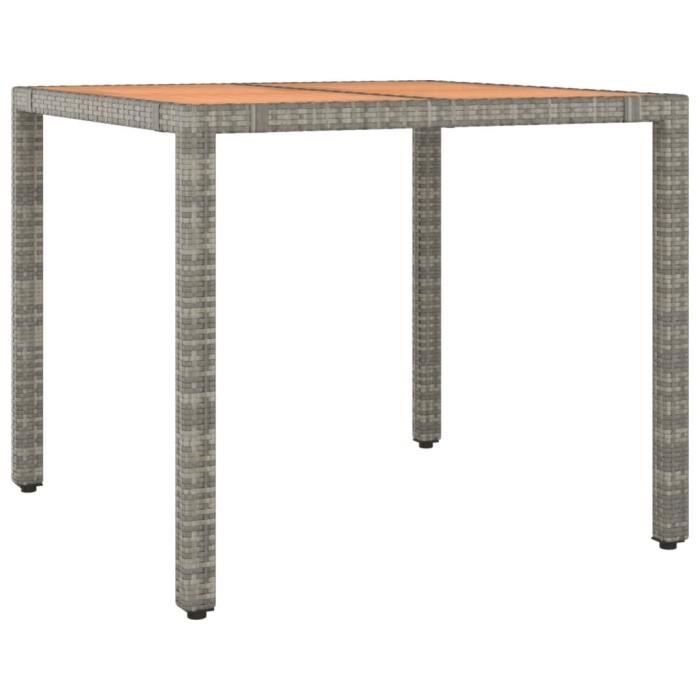 VidaXL Table de jardin et dessus en bois Gris Résine tressée et acacia 319549