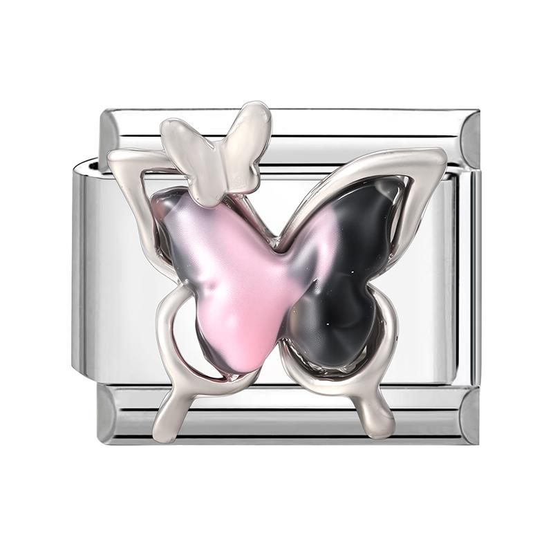 Shiny Y2K Zircon Butterfly Leaf Moon Cat Flower Fish Italian Charm Links Fit 9mm Stainless Steel Bracelet Women DIY Making Gifts