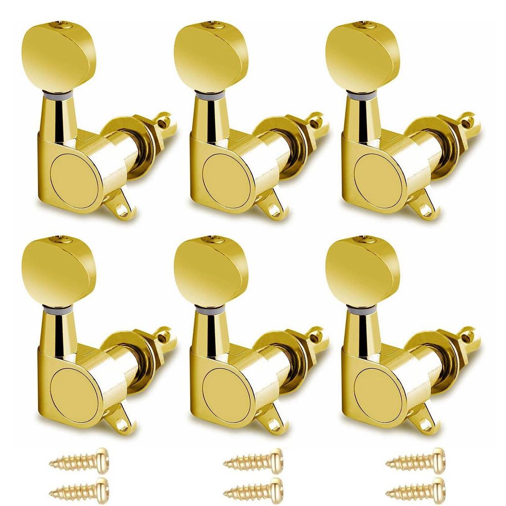 6 Tam Kapalı Oval Başlı Elektrik Gitar Akort Mandalı Akustik Gitar Akort Mandalları Tel Sarıcı Akort Anahtarı