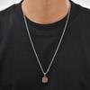 Vnox Quadratischer Holzanhänger Halskette aus Edelstahl mit gedrehter Kette, Wasserdicht Hypoallergen Minimalistischer Schmuck Geschenk für Männer