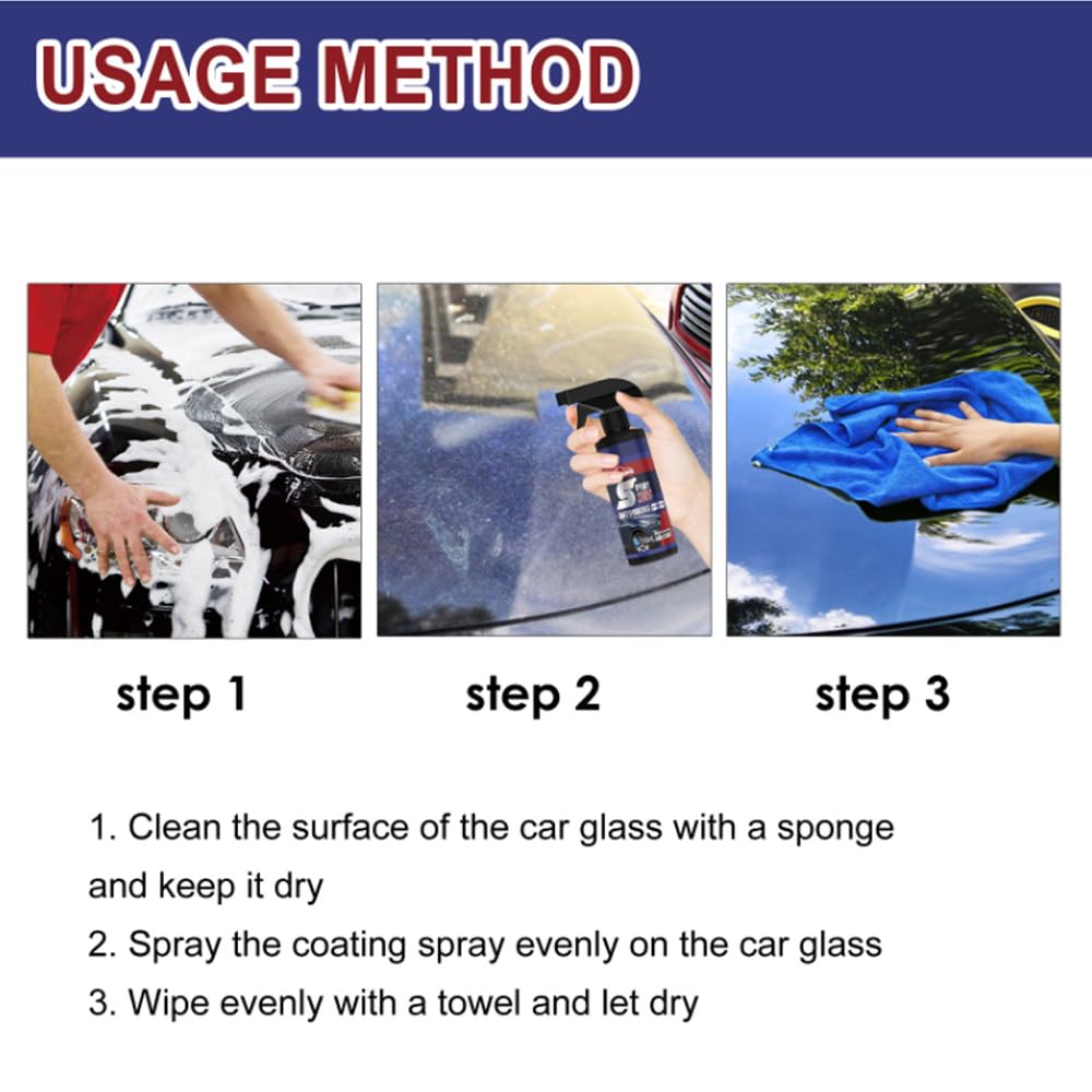 Car Spray, Ceramic Polish, 3 in 1 Ceramic Car Coating Spray, Multi Functional Coating Renewal Agent, Scratch Quick Repair, Fast-Acting (2set)