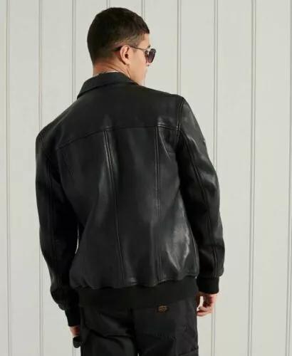 Neue Lammleder Bikerjacke Motorrad Bomber Schwarze Lederjacke Herren
