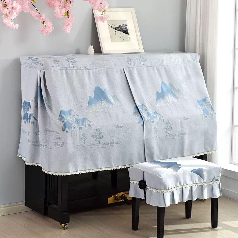 Modern Minimalist Velvet Upright Piano Dust Cover Standard Half Cover + Single Bench Cover