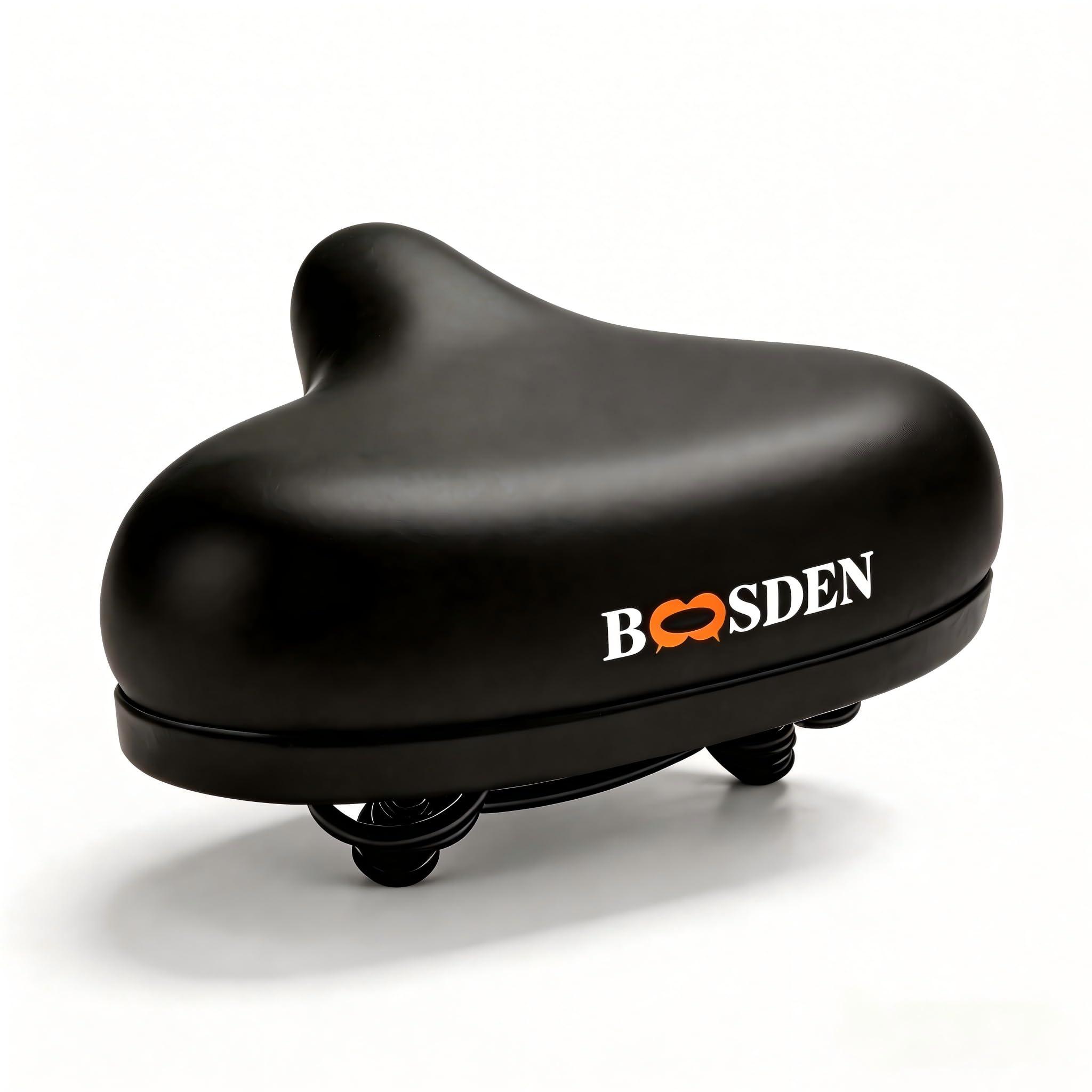 

BOOSDEN Bicycle Saddle Extra Shock Suitable for Road Mountain Hybrid and Electric Bicycles Saddle Replacement Black - Thick, Soft, Pain-Free,