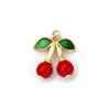 1 Piece Brass Charms 18K Gold Plated Red Cherry Fruit Cubic Zirconia Pendants For Necklace Bracelet Earrings Jewelry Making