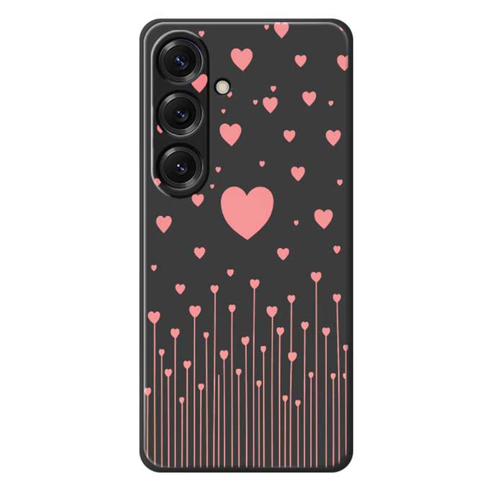 For Samsung Galaxy S25 Case Pink Love Pattern Printing Straight Edge TPU Phone Back Cover