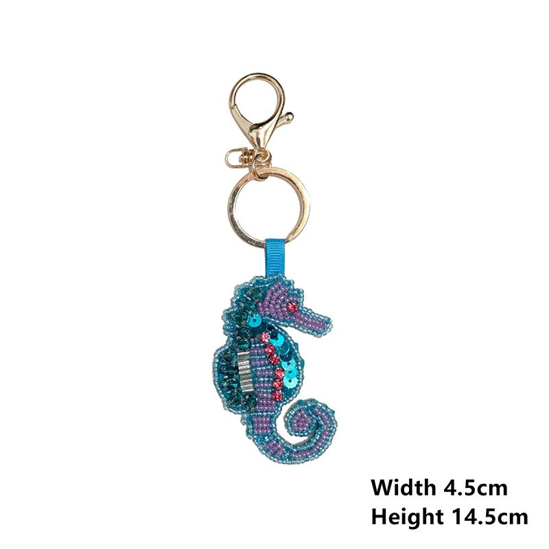 Beaded Patch Sequin Rhinestones Crab Starfish Seashell Conch Keychain For Embellishing Bag Charm Decor