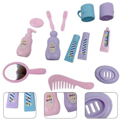 13 Stück/Set Puppenhaus Miniatur Zahnpasta Mini Realistisch Niedlich Puppenhaus Rollenspiel Spielzeug Simulation Zahnbürste Shampoo zur Dekoration