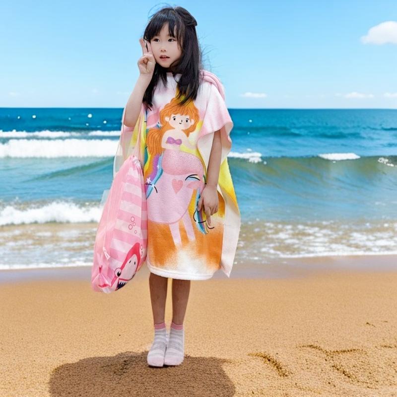 Children's Microfiber Hooded Bath Towel Cloak - Quick-Dry & Absorbent