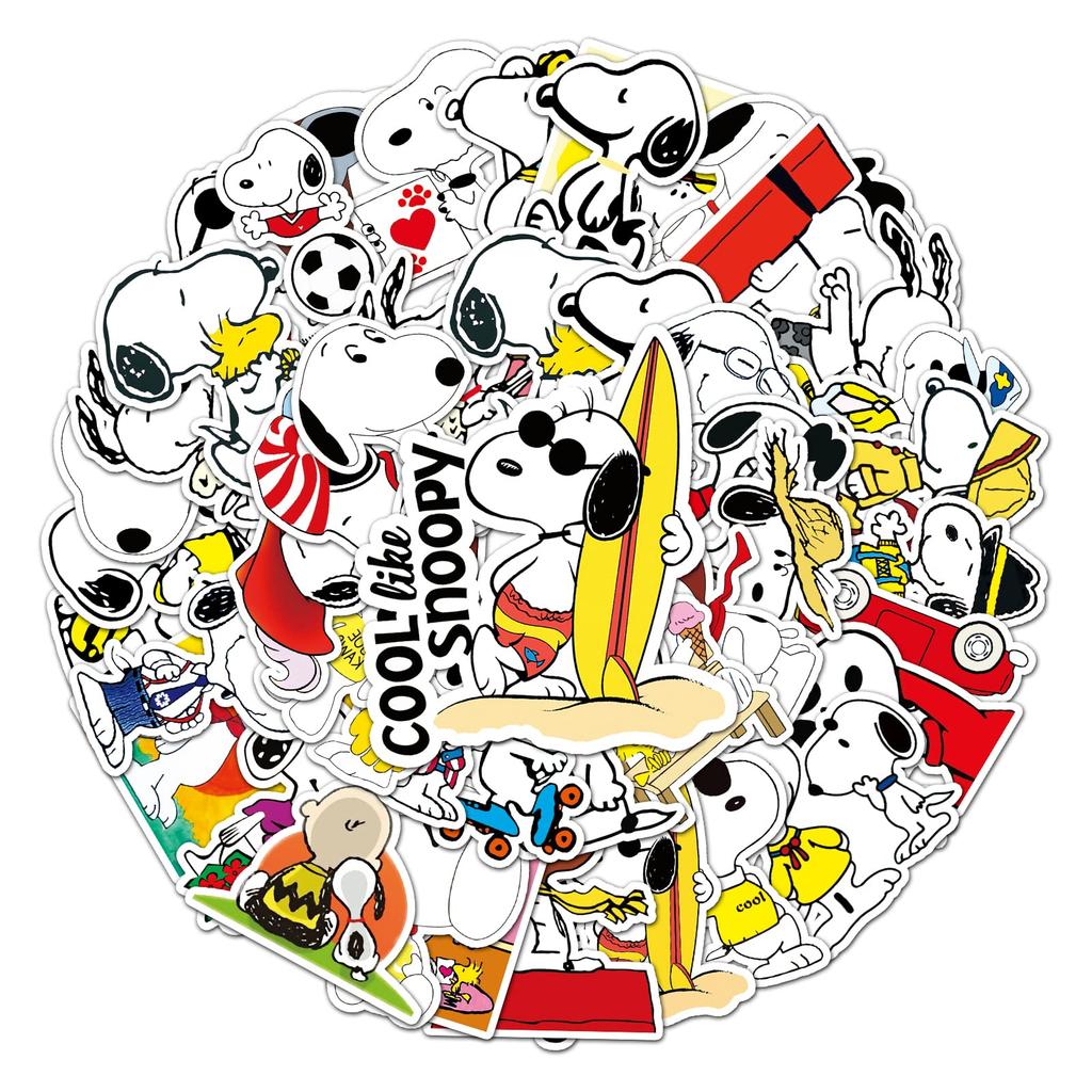 Snoopy Sticker Set Waterproof Snoopy Sticker Pack Branded Stickers for and More (50 Stickers) - - Suitcases, Cars, Motorcycles, Helmets, Skateboards,