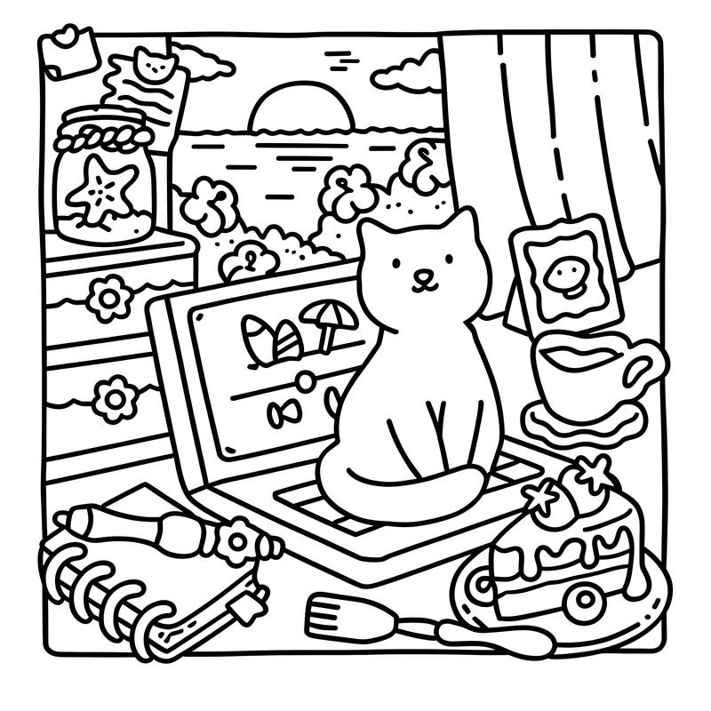 CAT MOMENTS Bold-easy Patterns Coloring Book for Adults Cute Drawing Book Perfect Gift for Party and Birthday