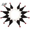 Detachable Clown Collar Halloween Pointed Fake with Pom Poms Black White Red Triangle Jester Neck Shawl for Christmas Party Stage Cosplay Easy