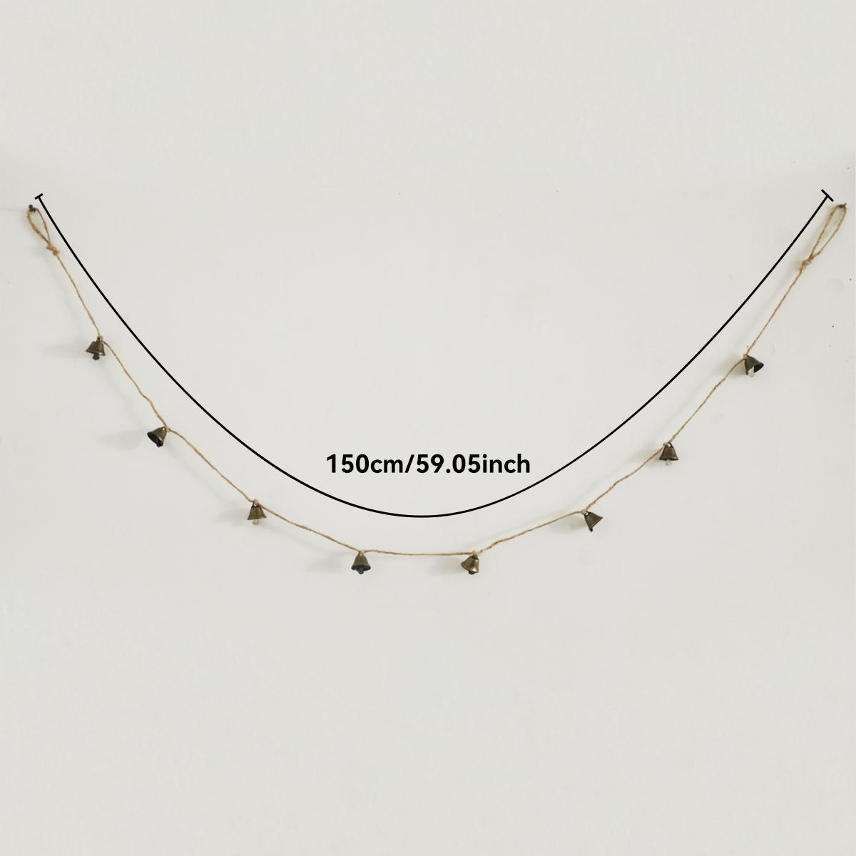 

1pc Christmas Golden Bell Garland, Rustic Jute Rope Hanging Bells, Festive Decor for Xmas Tree,Fireplace,Home & Party Decoration