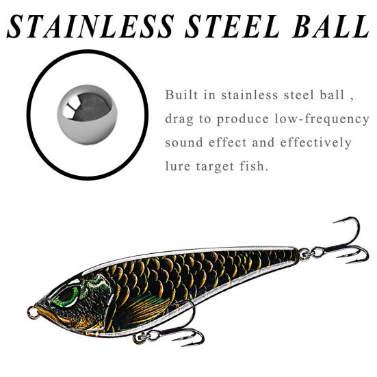 Fishing Bait with Treble Hook 3D Eyes Realistic Looking Bright Colors Natural Swimming Posture Hard Bait Artificial Lure