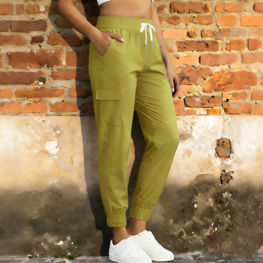 Γυναικείο Παντελόνι Jogger με Λάστιχο στη Μέση, Casual Χαλαρή Εφαρμογή, Ελαστικές Μανσέτες με Τσέπες, Ελαφρύ Παντελόνι Στυλ Cargo
