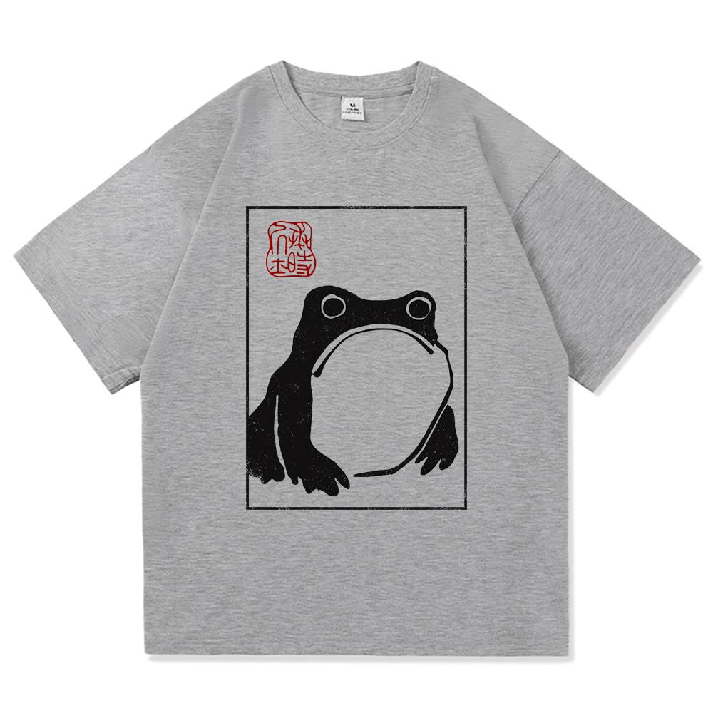 Vintage Unimpressed Frog T Shirt Fashion Men/Women Aesthetic Funny Japanese Anime T-Shirt High Quality Casual Cotton Tees Shirts