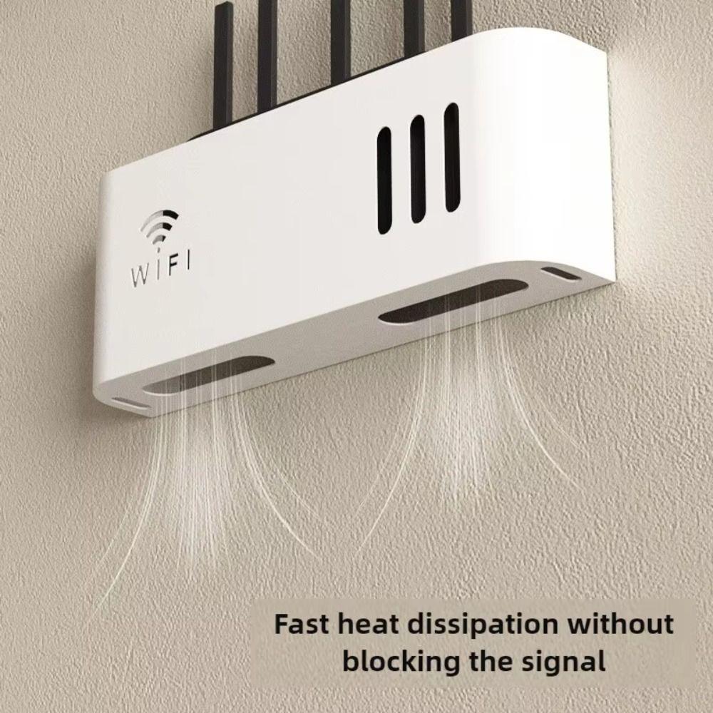Wall Mounted WiFi Router Shelf Plastic Power Cable Organizer for Power Strips & Home Decor